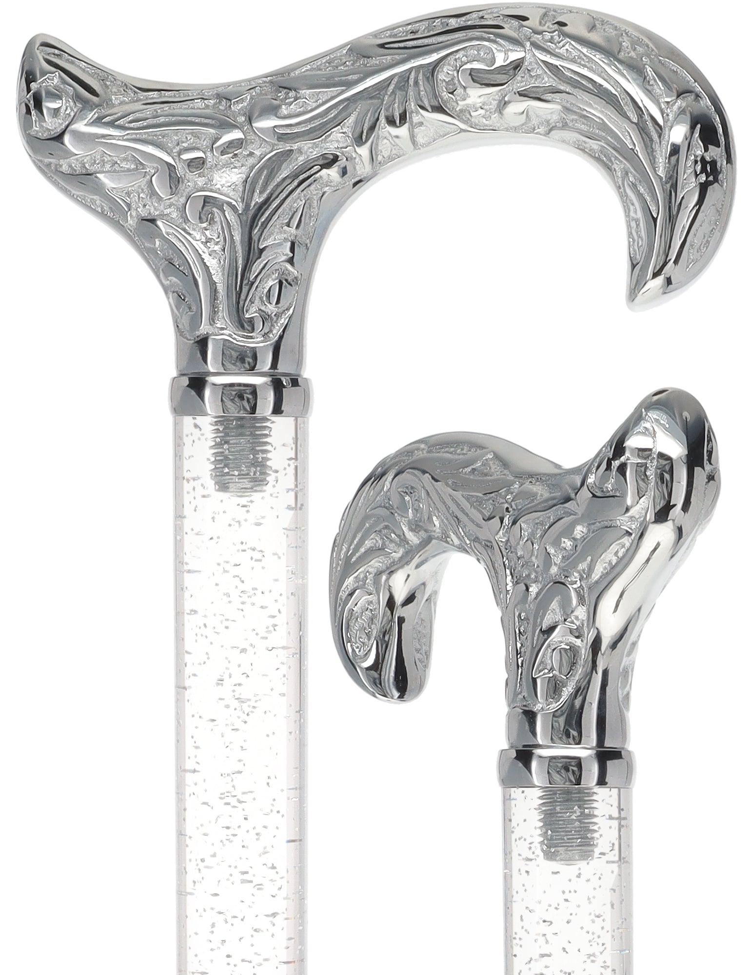 Crystal Elegance Chrome Derby Cane with Invisible Acrylic Shaft Options Latest Collections Online