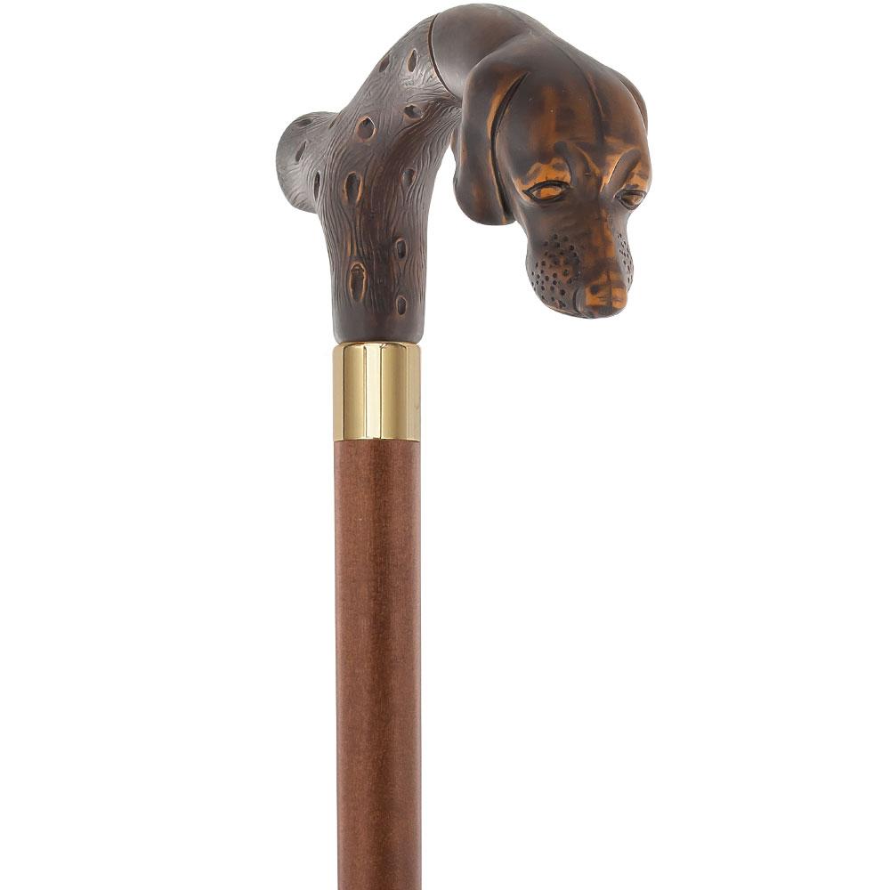 Devoted & Loyal Dog Wooden Fritz Handle Cane w/ Custom Shaft & Collar Choice For Sale