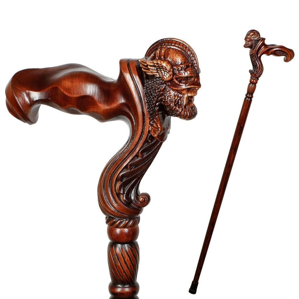 Viking Corsair: Artisan Intricate Hand-Carved Cane (Right Hand) With Paypal Free Shipping