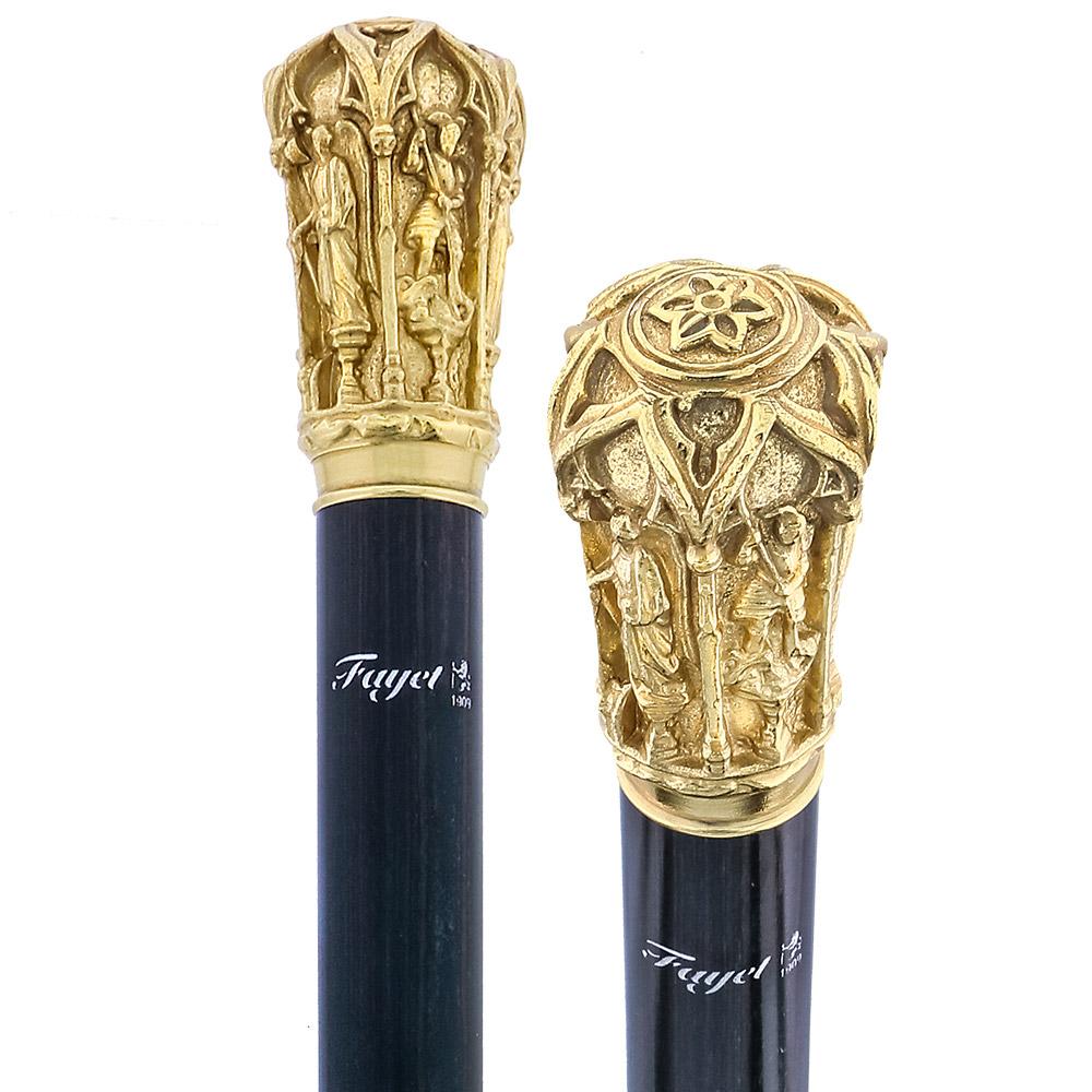 14 K Gold Roman Cathedral Antique Reproduction Knob Handle Walking Stick With Stamina Wood Shaft Buy Cheap Outlet Locations