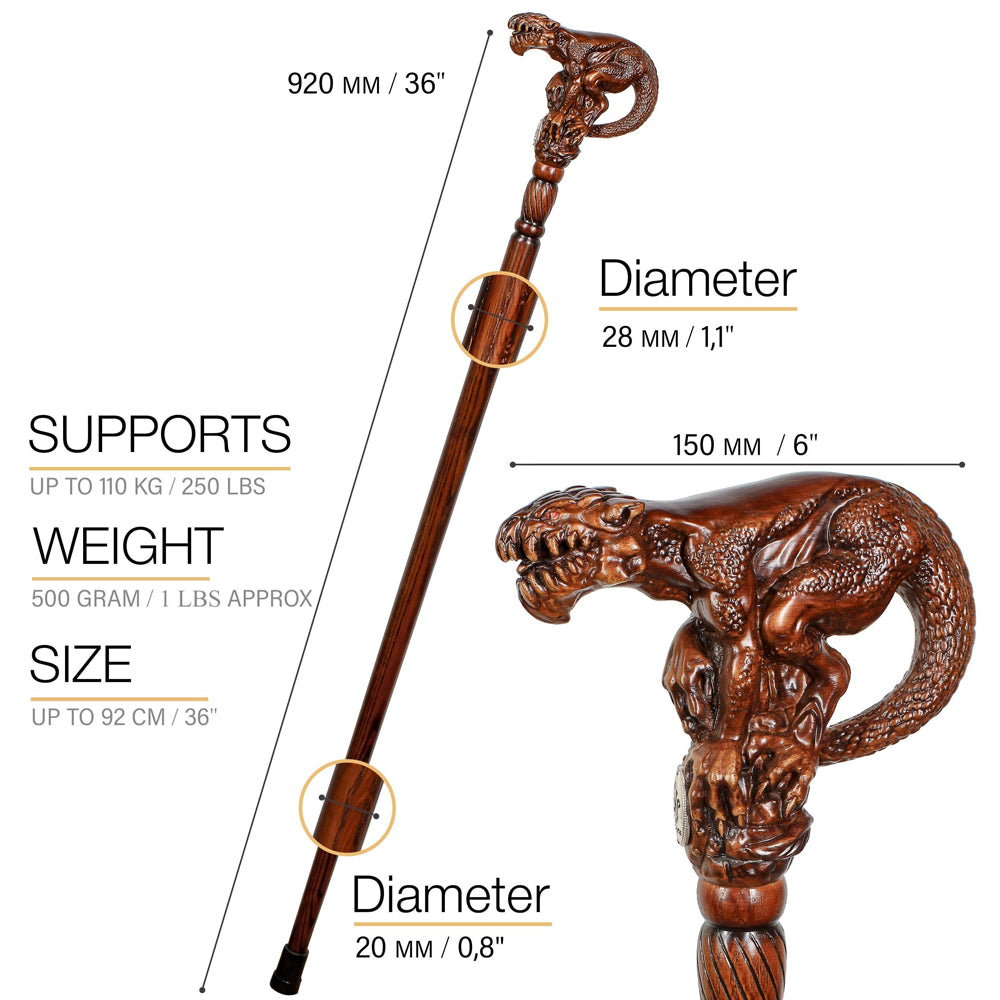 Swamp Monster: Artisan Intricate Handcarved Walking Cane Sale Explore