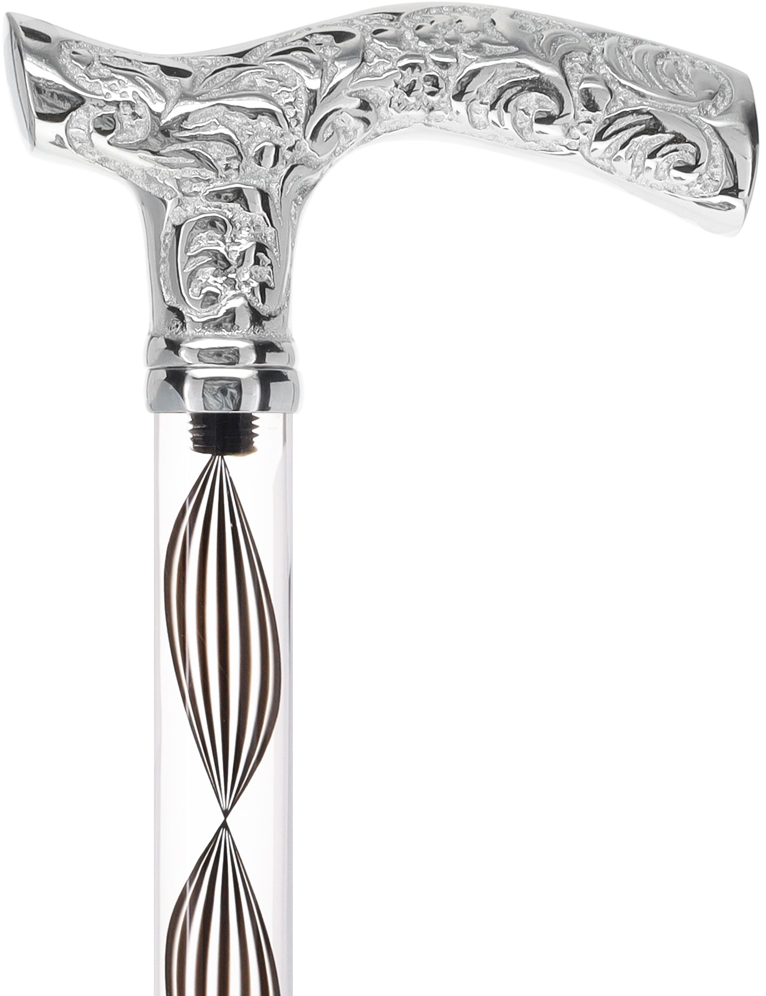 Crystal Elegance Chrome Fritz Cane with Invisible Acrylic Shaft Options Discount Fashionable