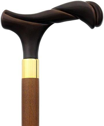 Elegantly Twisted Dark Brown Faux Wood Fritz Handle Cane w/ Custom Shaft & Collar Browse