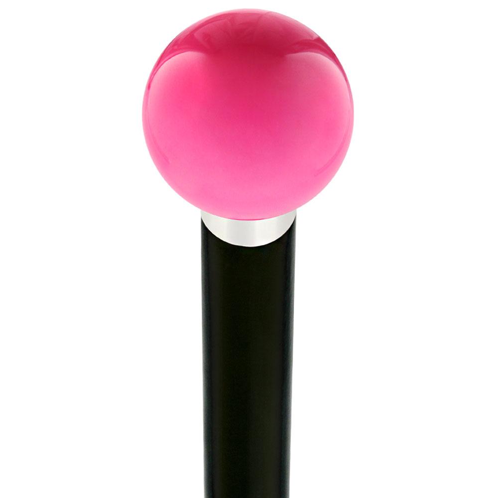 Hot Pink Round Knob Cane w/ Custom Wood Shaft & Collar Big Discount Cheap Pice