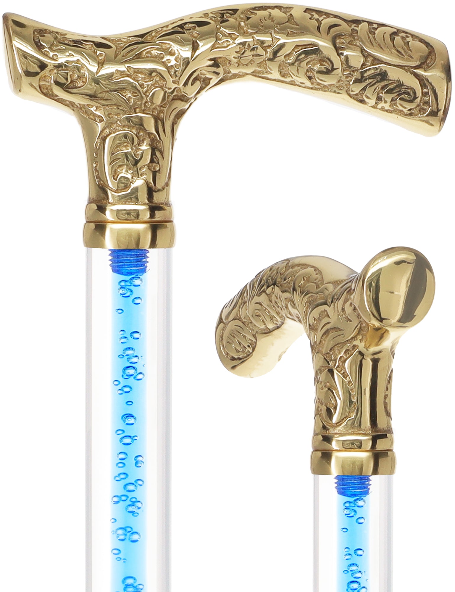 Color Crystal Elegance Brass Fritz Cane with Invisible Acrylic Shaft Options Buy Cheap Discount