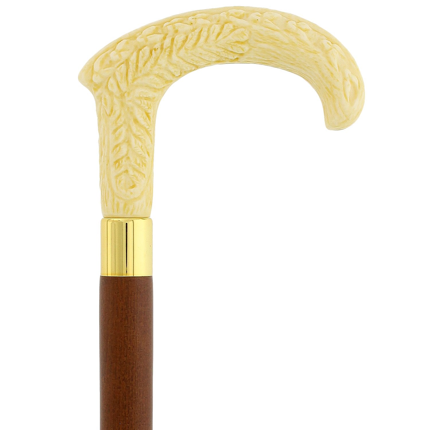 Scratch and Dent Aspiring with Grace Faux Ivory Fritz Handle Cane w/ Ash Espresso Shaft & Brass Gold Collar V2123 Original Cheap Online