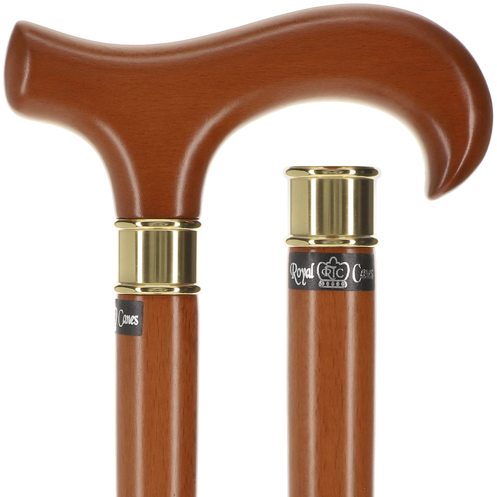 Scratch and Dent Extra Long, Super Strong Brown Derby Walking Cane With Beechwood Shaft and Brass Collar V2189 For Sale Wholesale Pice