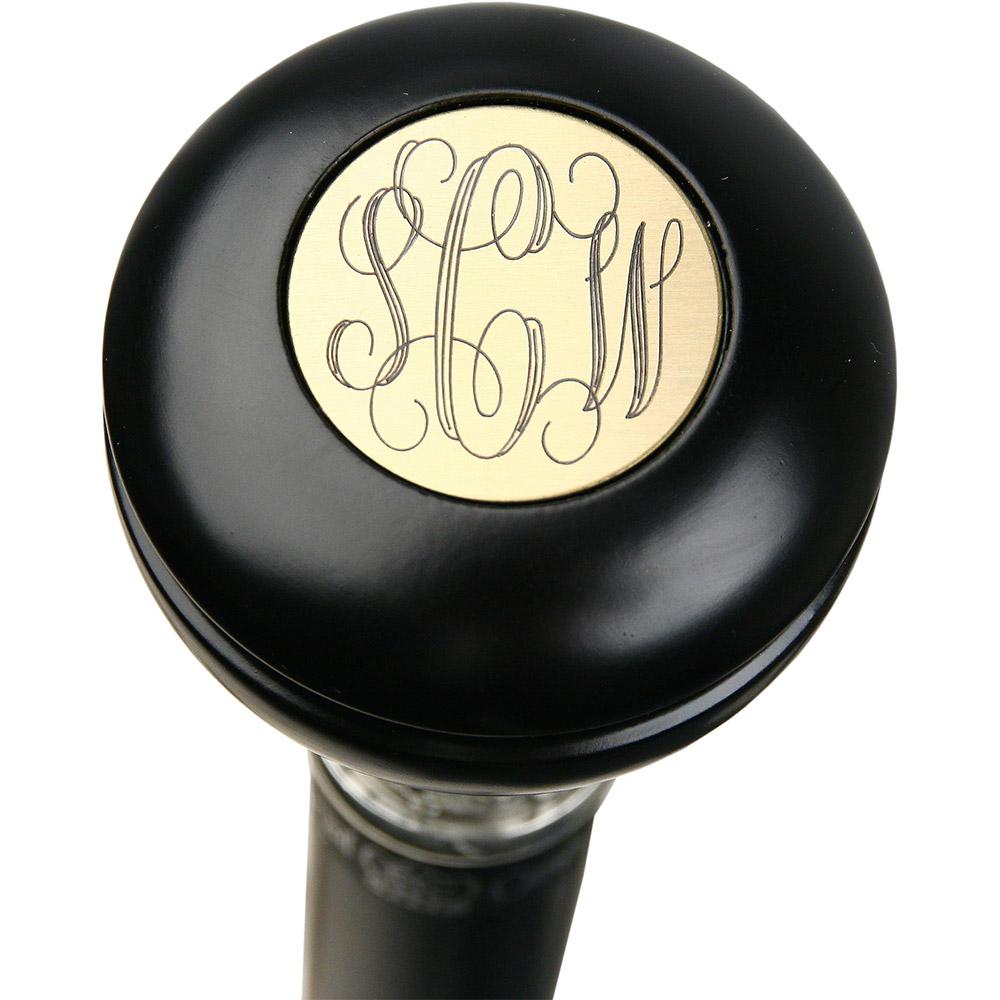 Personalized Engraved Knob Stick: Black Beechwood Shaft For Cheap Pice