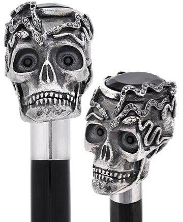 Italian Luxury: Skull & Snakes with Crystal Eyes, 925r Silver Enjoy Cheap Online