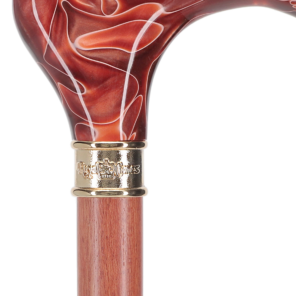 Hand-Specific Vivid Sunset Cane: Pearlescent, Rosewood & Brass Finishline Online