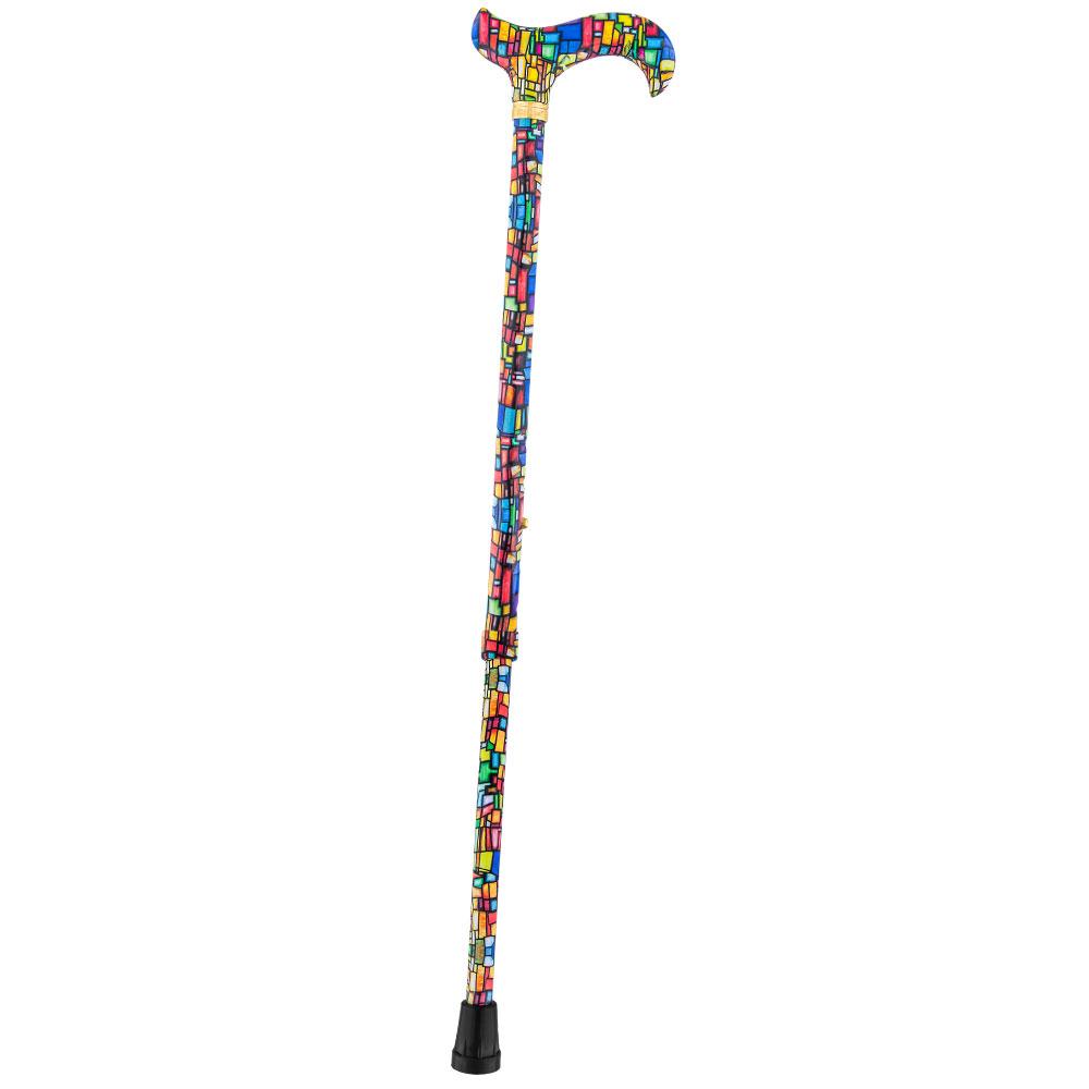 Mosaic Stained: Designer Adjustable Cane w/ Patterned Handle Sale 100% Guaranteed