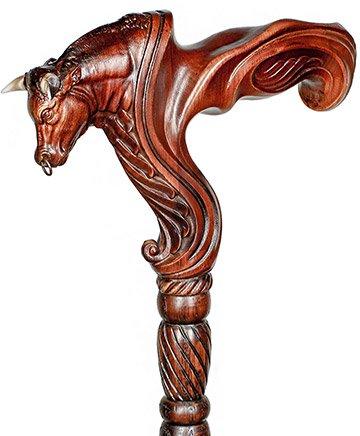 Bull Buffalo Right Hand Ergonomic Handcarved Cane Wiki Cheap Online