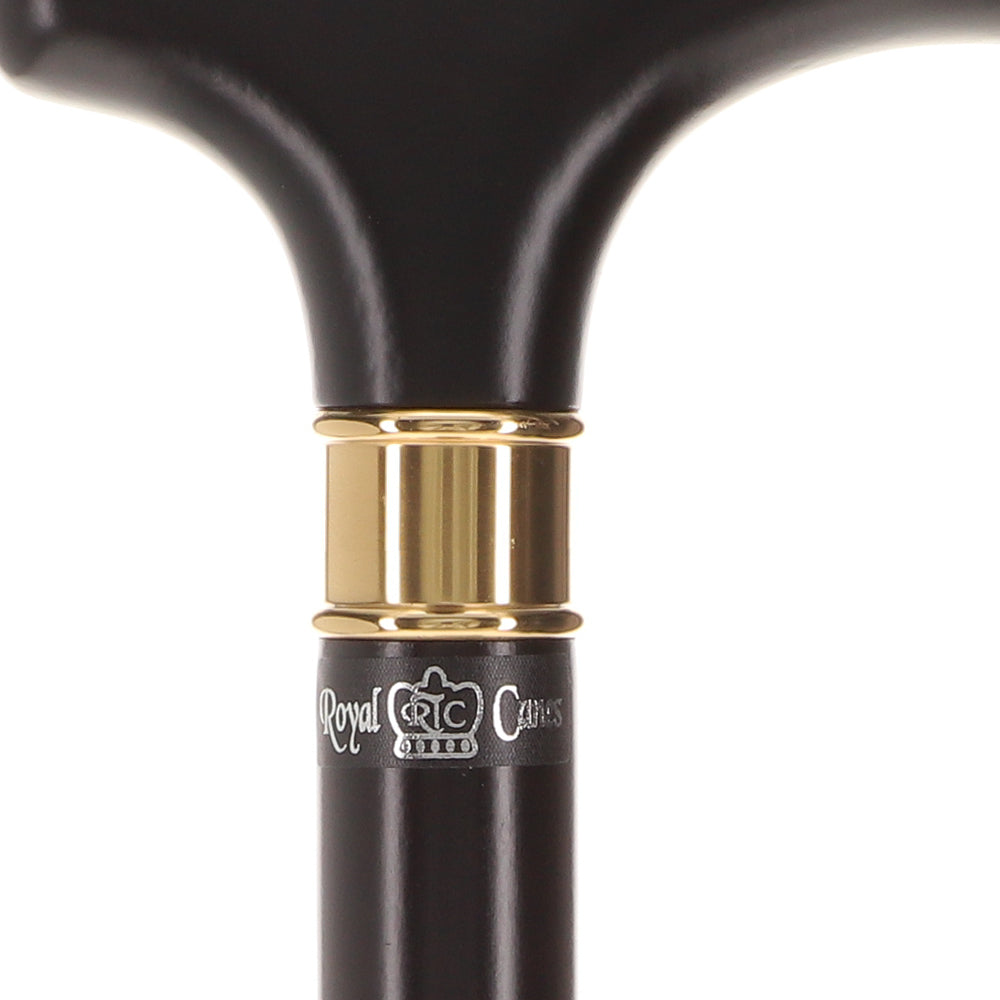 Scratch and Dent Extra Long, Super Strong Black Derby Walking Cane With Beechwood Shaft and Brass Collar V2231 Clearance Factory Outlet