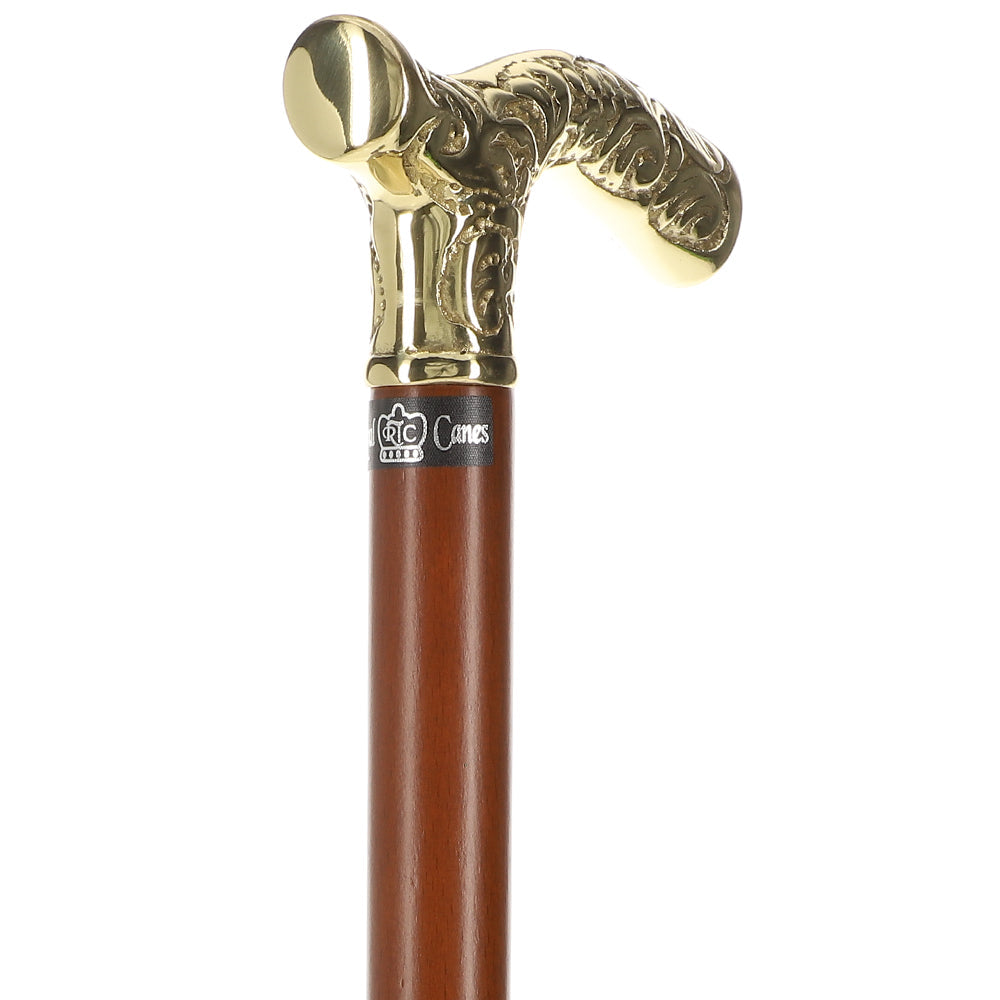 Scratch and Dent Brass Fritz Style Handle Walking Cane with Brown Beechwood Shaft V1604 Free Shipping Official