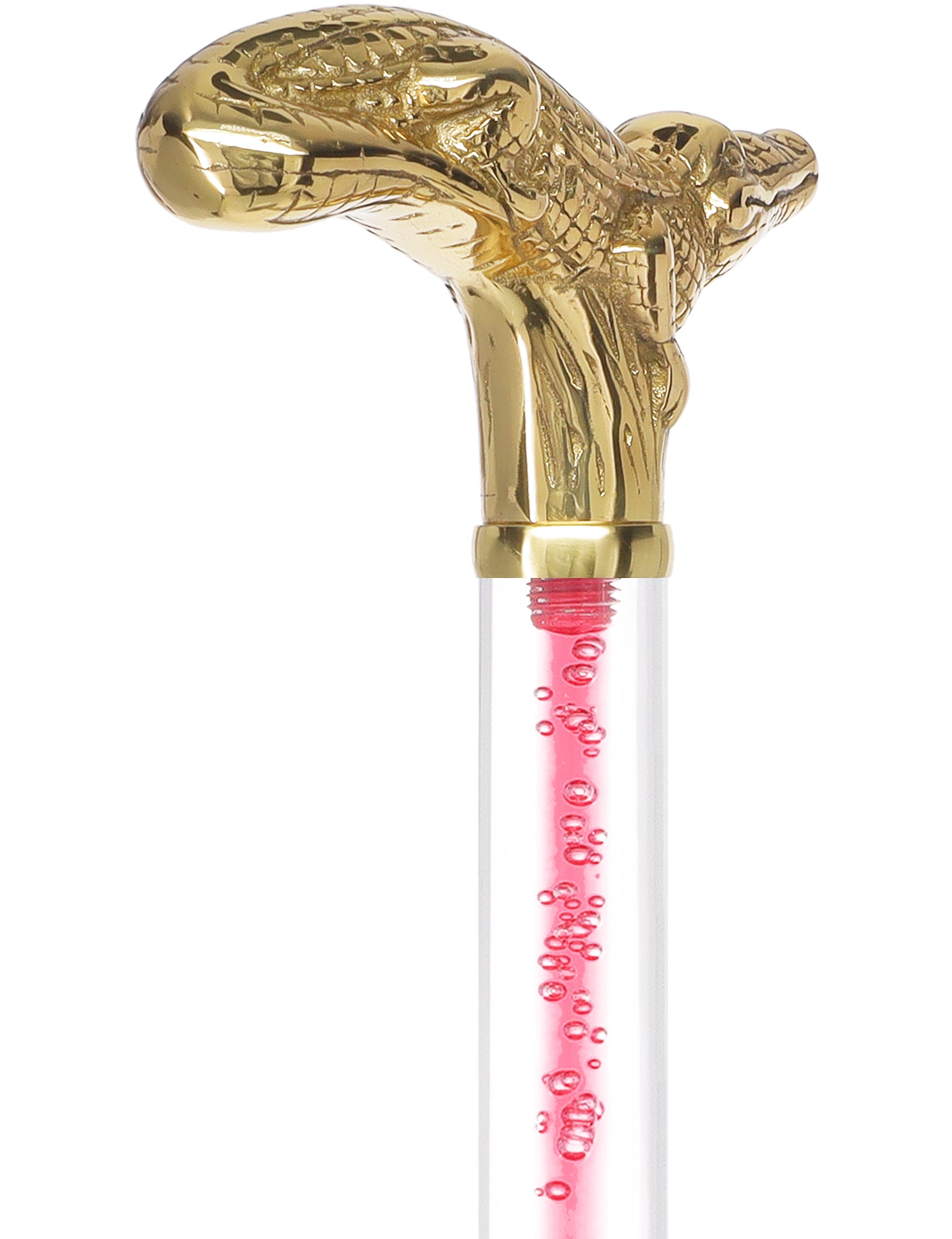 Color Crystal Elegance Brass Alligator Cane with Invisible Acrylic Shaft Options Release Dates