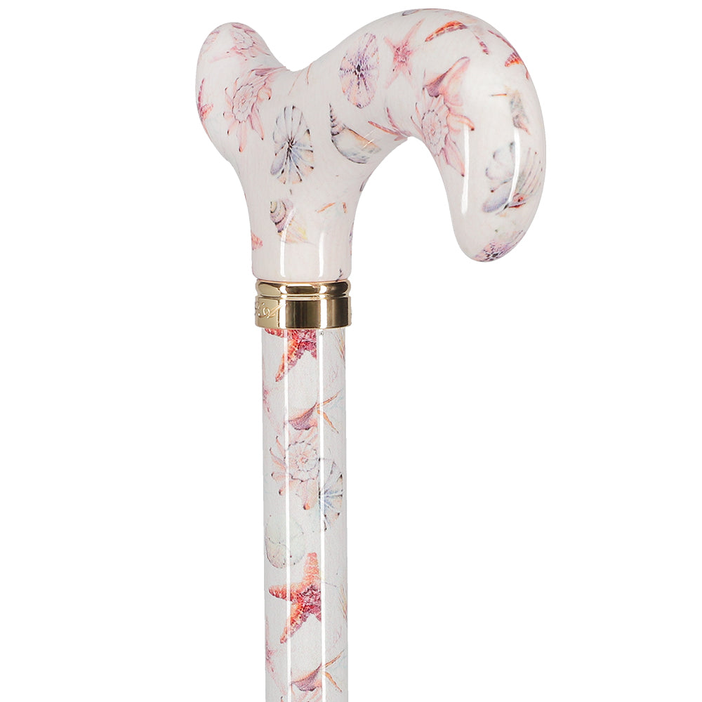 Watercolor Seashells: Designer Derby Cane Patterned Handle Buy Cheap Very Cheap