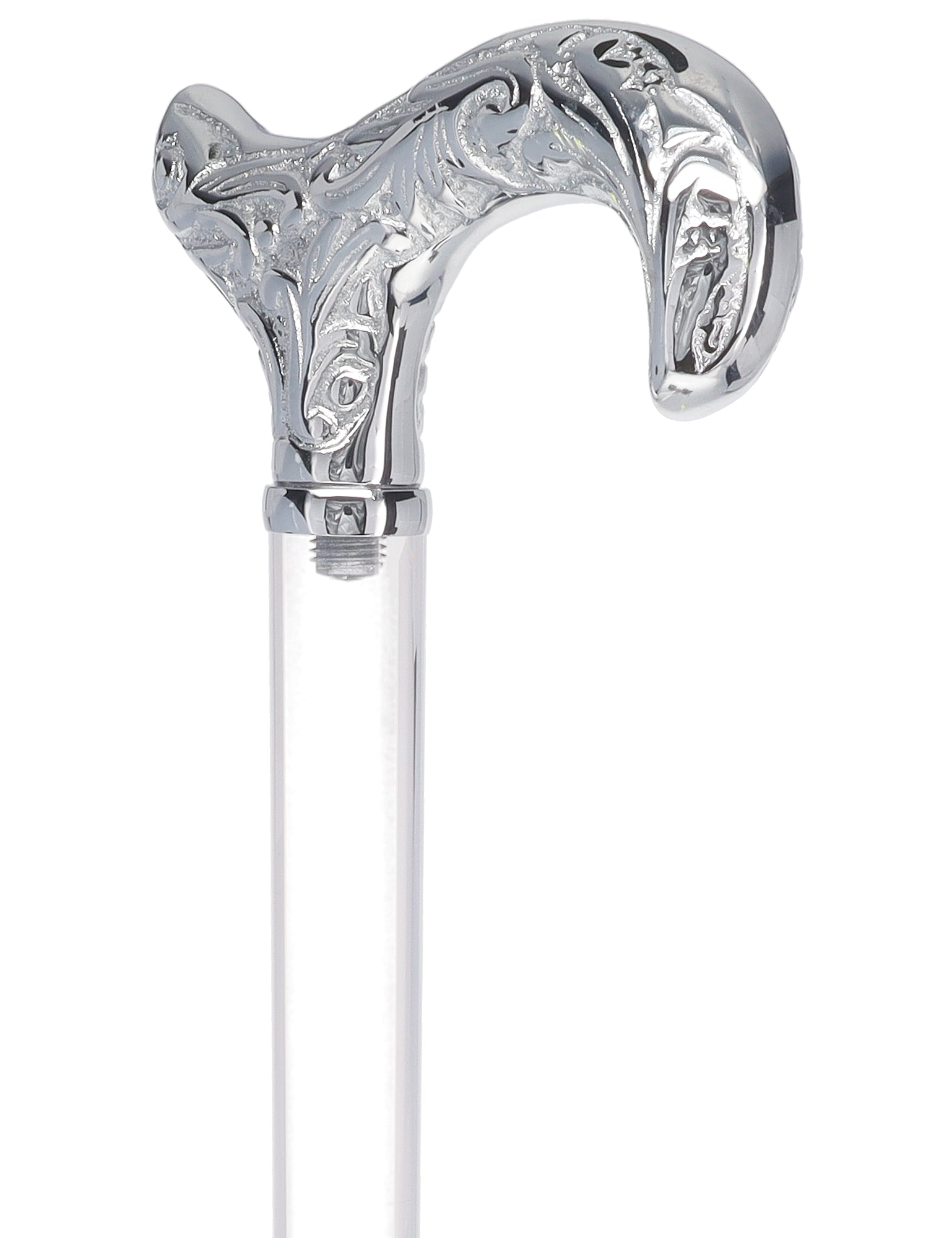 Crystal Elegance Chrome Derby Cane with Invisible Acrylic Shaft Options Latest Collections Online