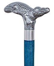 Chrome Plated Alligator Handle Walking Cane w/ Custom Color Stained Ash Shaft & Collar Outlet Footlocker Finishline