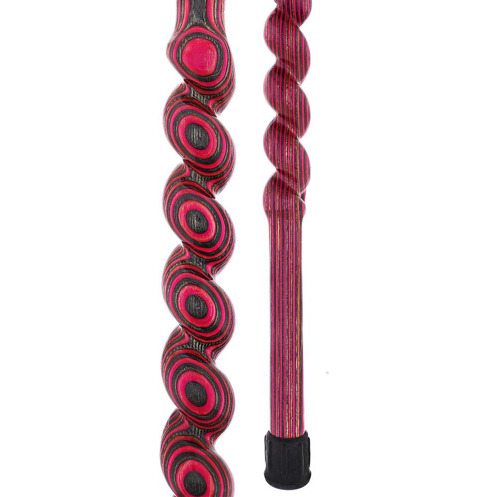 USA-Made Twisted Spiral Cane: Pink & Black Vibrant Laminate 100% Authentic