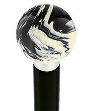 Black & White Cream Swirl Round Knob Cane w/ Custom Wood Shaft & Collar Largest Supplier Cheap Pice