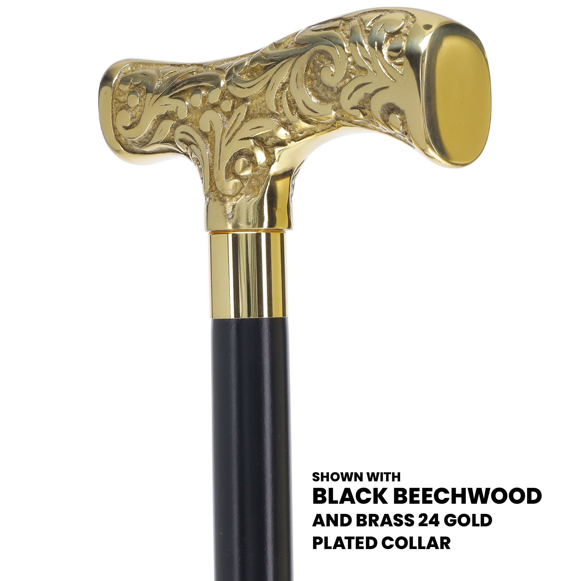 Scratch and Dent Brass T Shaped Handle Walking Cane w/ Wenge Shaft and Brass Gold Collar V3205 High Quality Cheap Pice