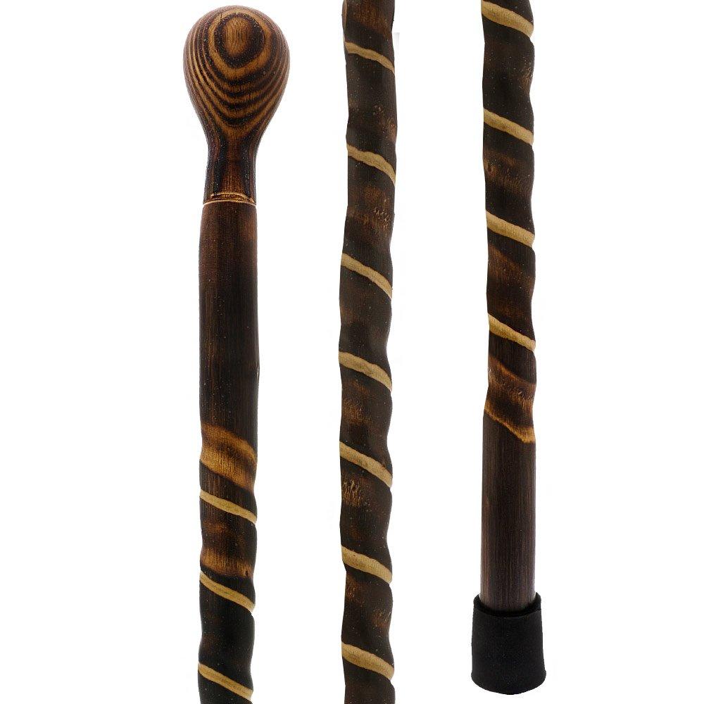 Exquisite Hand-Carved Spiral Walking Stick - Chestnut Free Shipping Classic