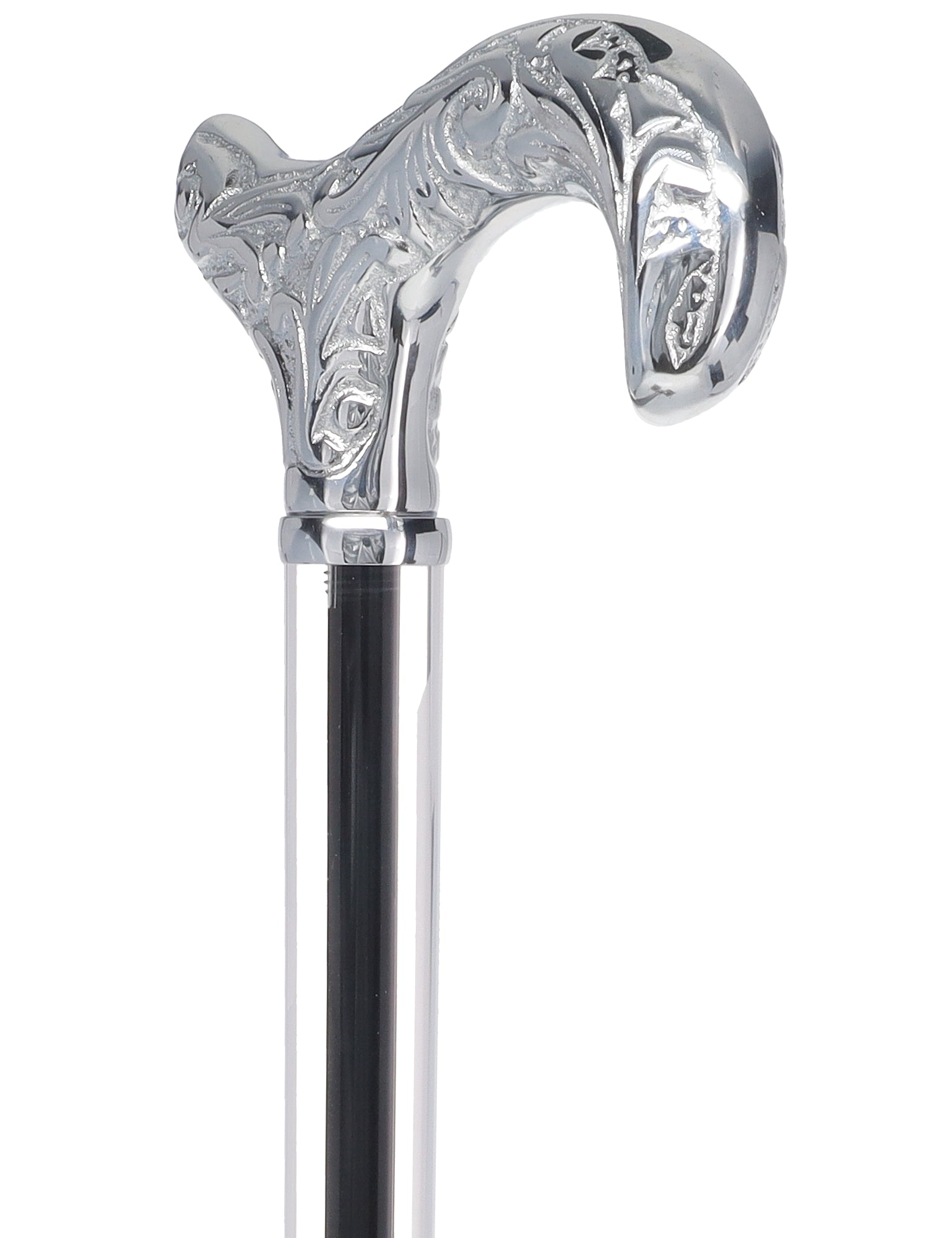 Crystal Elegance Chrome Derby Cane with Invisible Acrylic Shaft Options Latest Collections Online