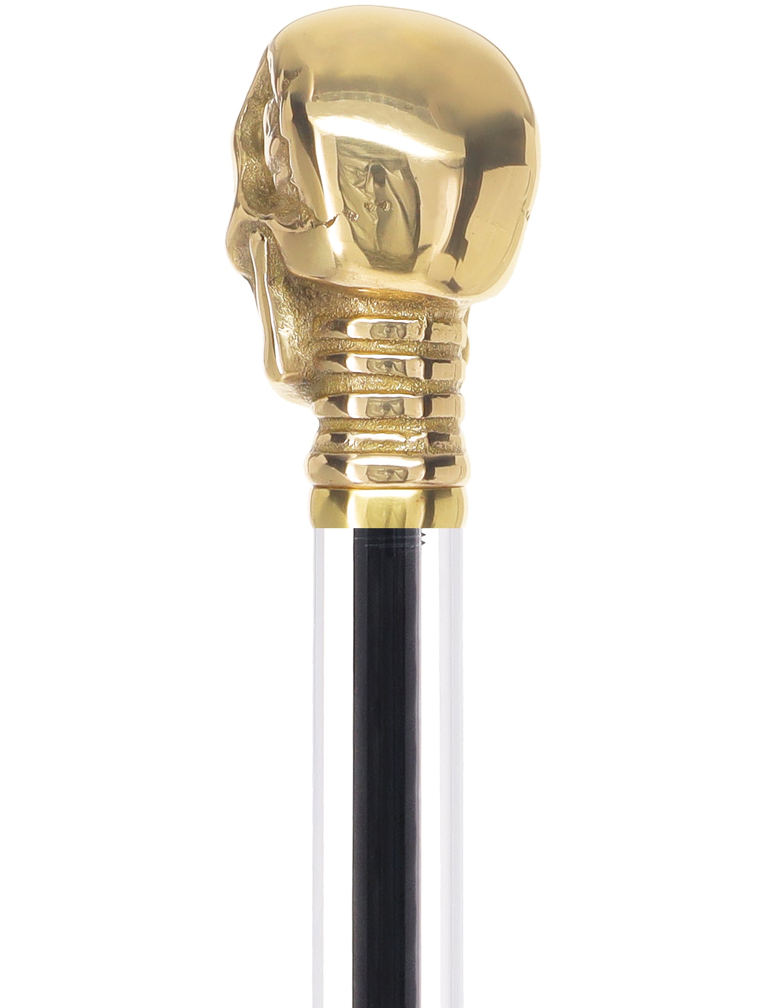 Crystal Elegance Brass Skull Cane with Invisible Acrylic Shaft Options Outlet