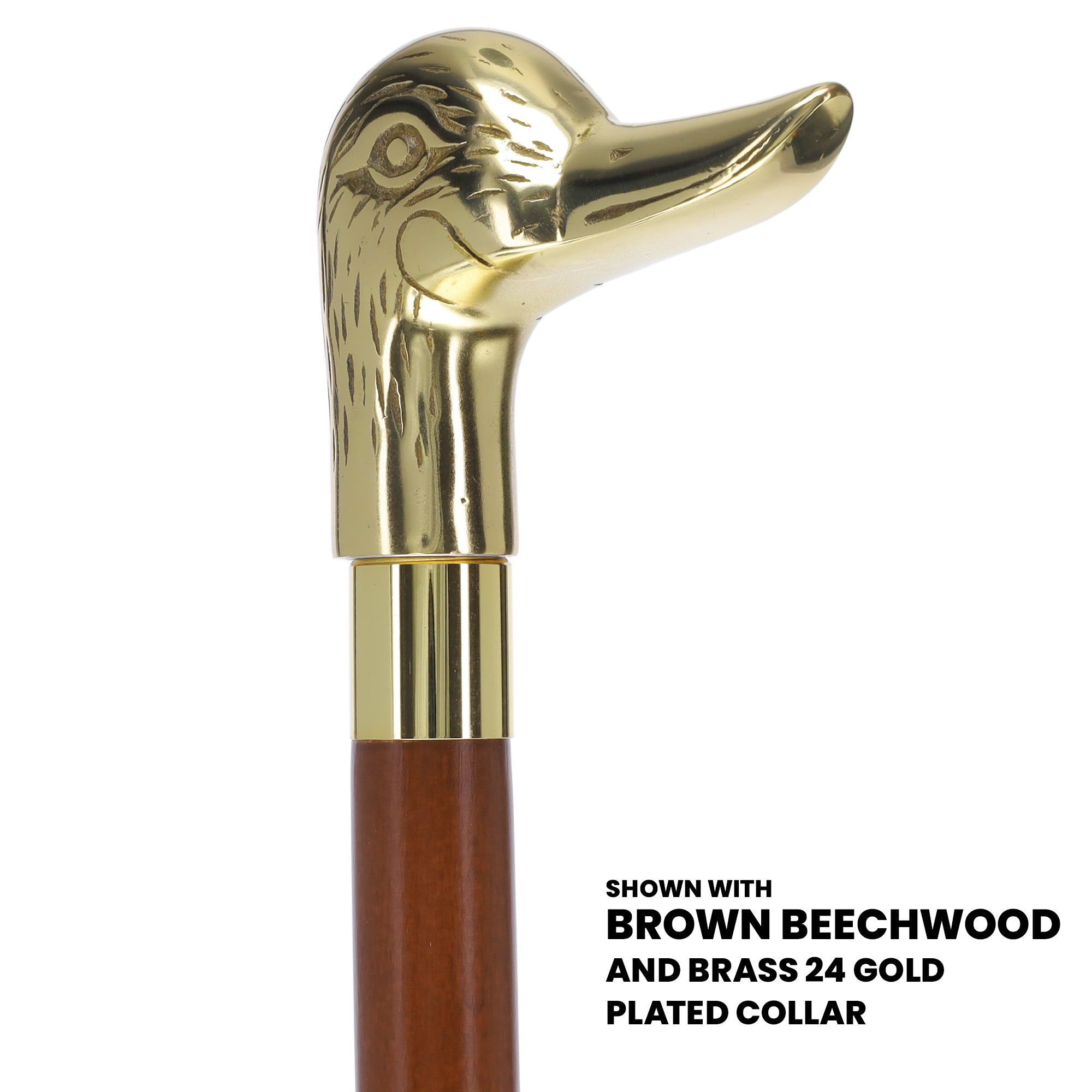 Premium Brass Duck Handle Walking Cane: Custom Shaft & Collar Discount 2025 Newest