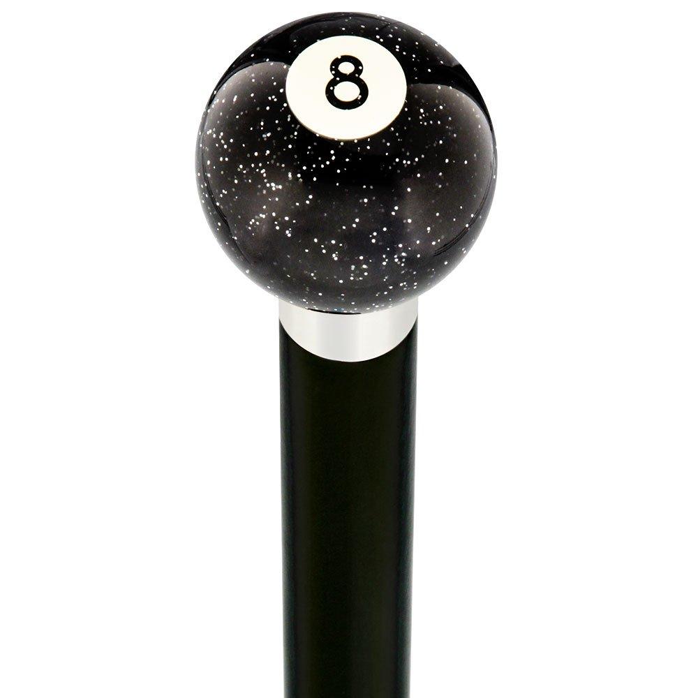 8 Ball Black Sparkle Round Knob Cane w/ Custom Wood Shaft & Collar Best Wholesale Cheap Pice