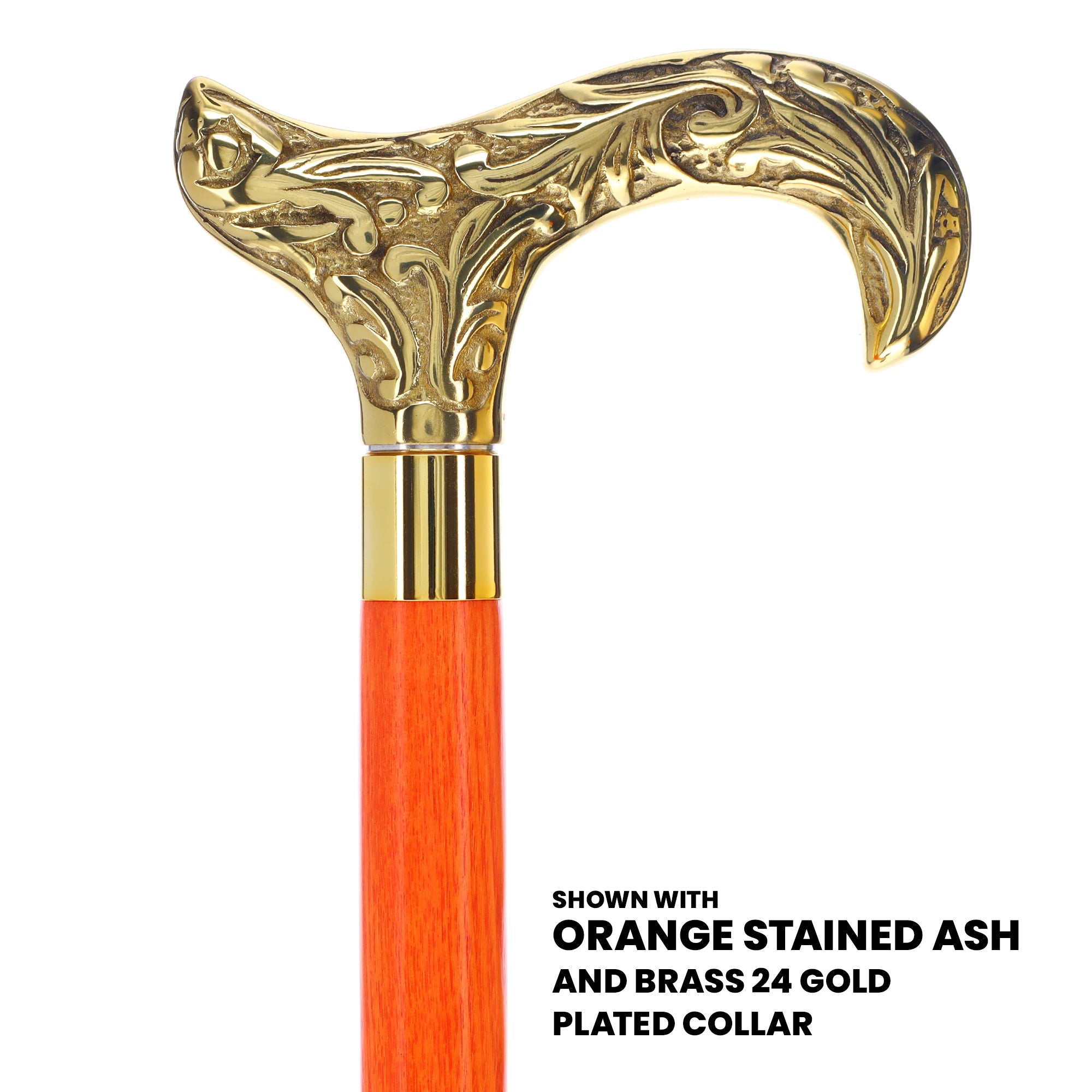 Scratch and Dent Brass Derby Handle Walking Cane w/ Blue Ash Shaft & Brass Gold Collar V2139 Free Shipping Online