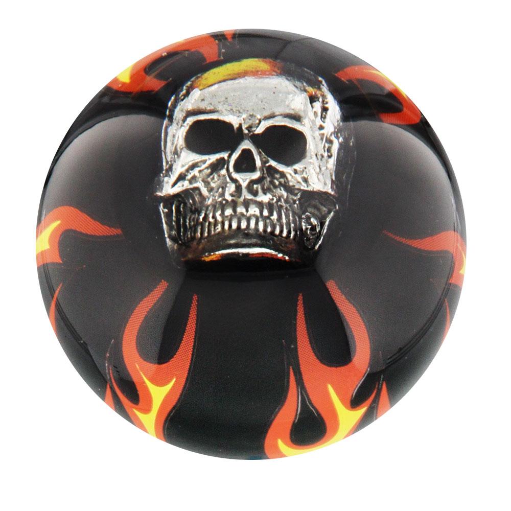 Fire & Brimstone Skull Black Round Knob Cane w/ Custom Wood Shaft & Collar New Styles For Sale