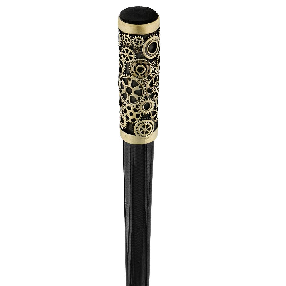 French Steampunk Gears & Skull Cane: Carbon Fiber by 2 Saints Cheap Sale Countdown Package