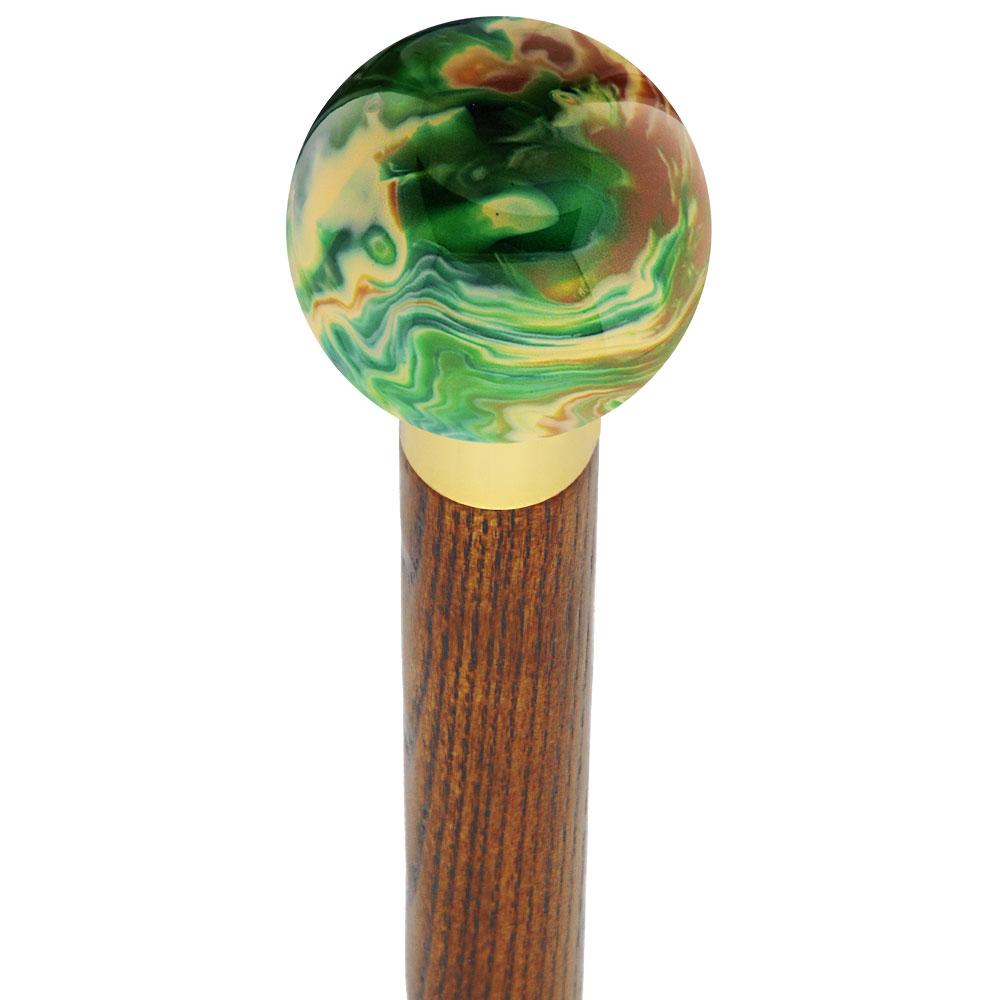 Emerald Dream Pearl Round Knob Cane w/ Custom Wood Shaft & Collar Discount Low Pice