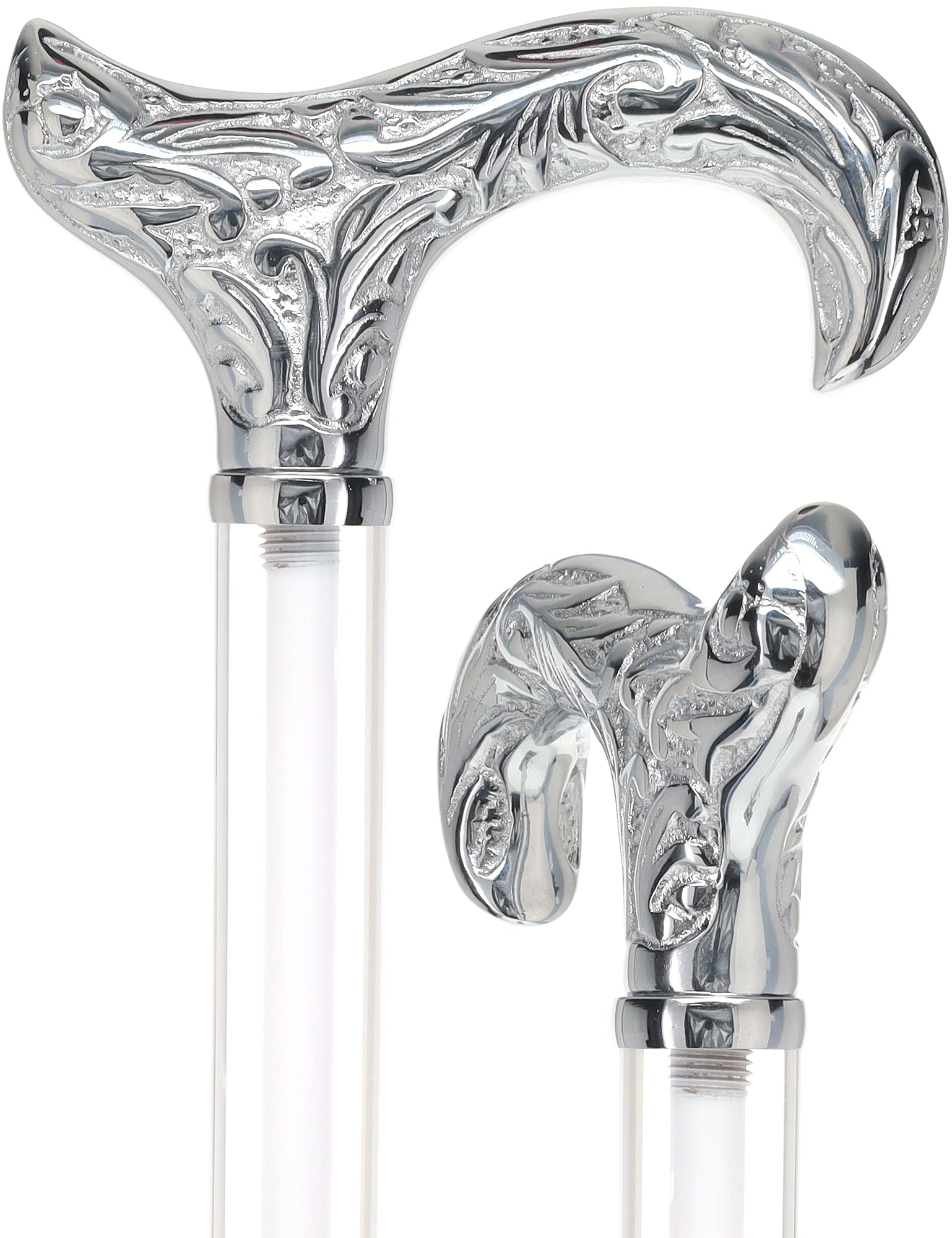 Crystal Elegance Chrome Derby Cane with Invisible Acrylic Shaft Options Latest Collections Online