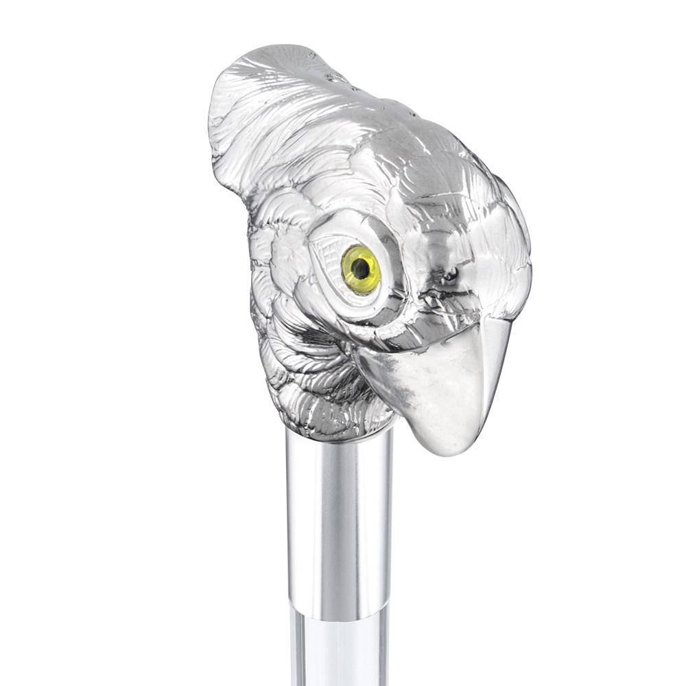 Lively & Exotic Parrot Nickel Plated Cane w/ Lucite Shaft & Collar Tumblr Sale Online