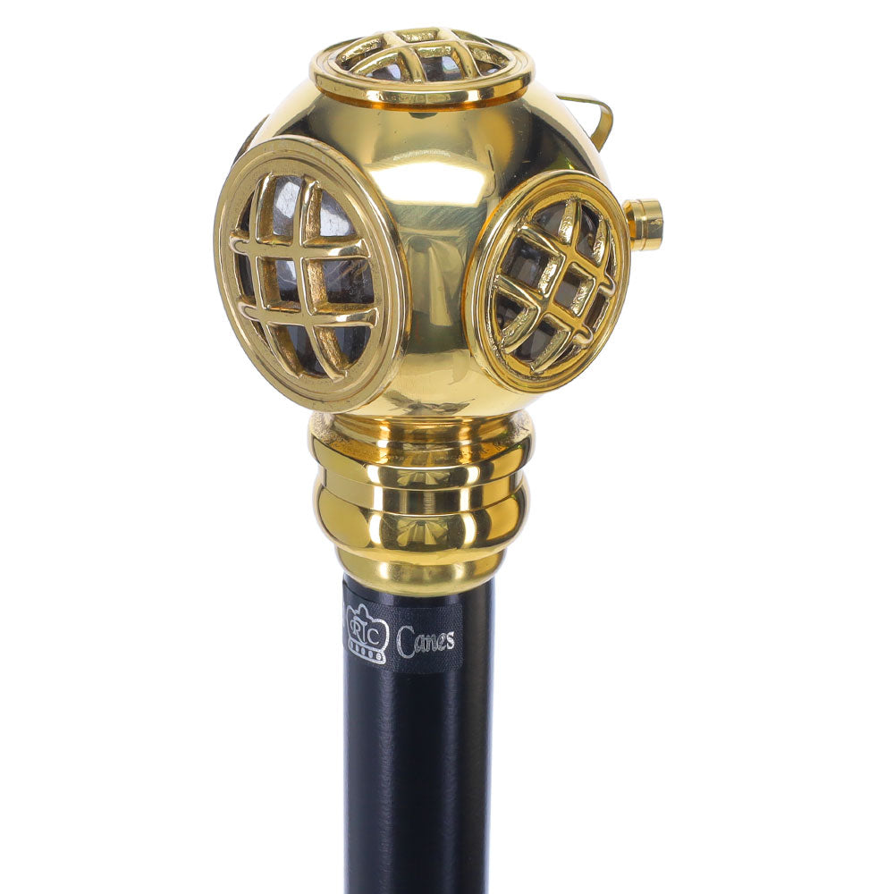 Navy Divers Helmet Replica Handle Walking Stick - Premium Brass Official Site