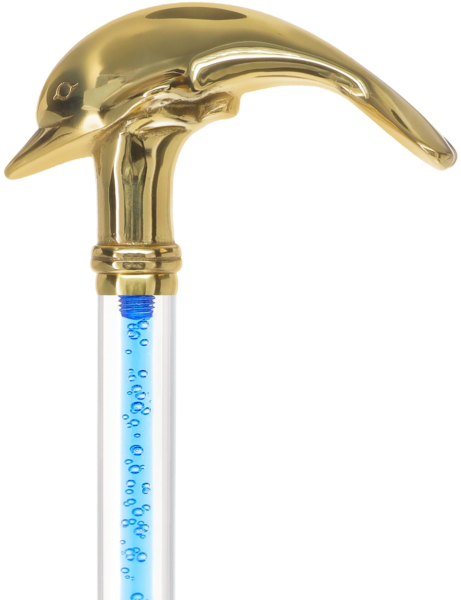 Color Crystal Elegance Brass Dolphin Cane with Invisible Acrylic Shaft Options Hot Sale