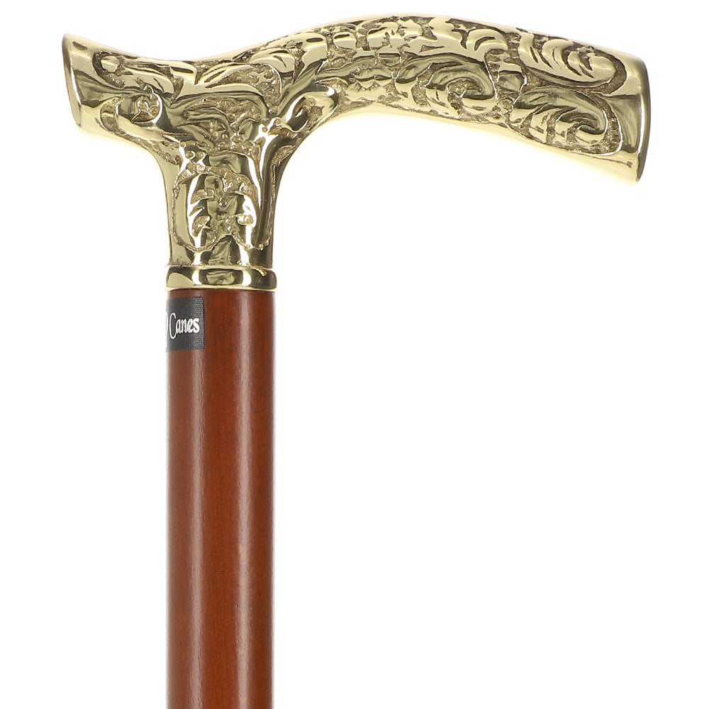 Scratch and Dent Brass Fritz Style Handle Walking Cane with Brown Beechwood Shaft V1604 Free Shipping Official