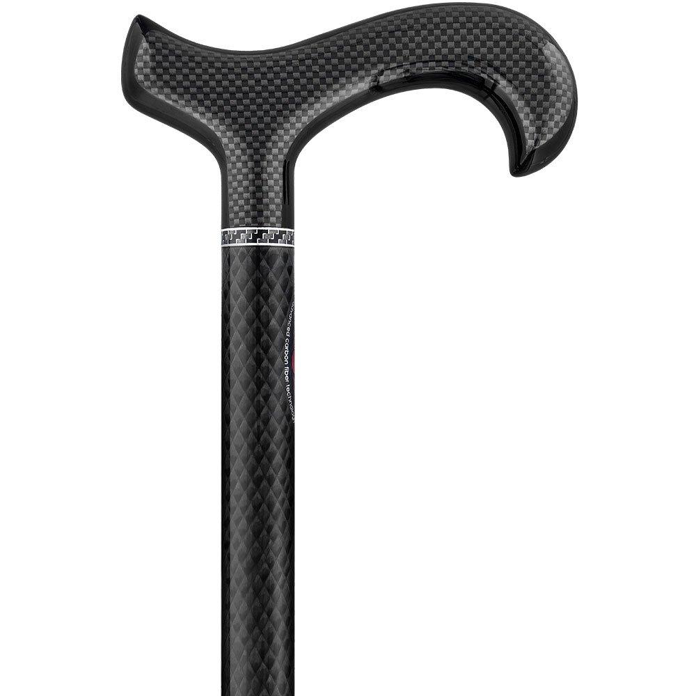 Scratch and Dent Triple Wound Carbon Fiber Black Derby Walking Cane w/Collar V1272 Perfect