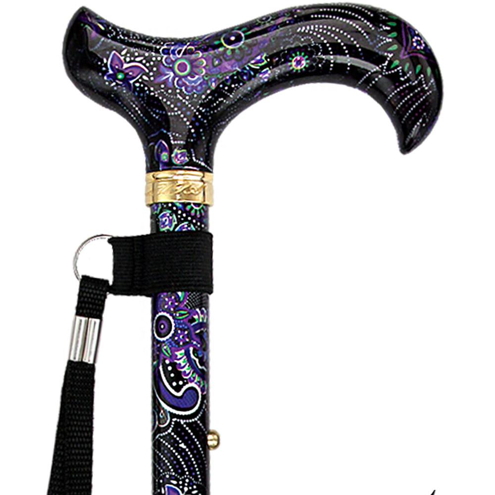 Purple Majesty Designer Folding Cane w/ SafeTbase- Adjustable Sast For Sale