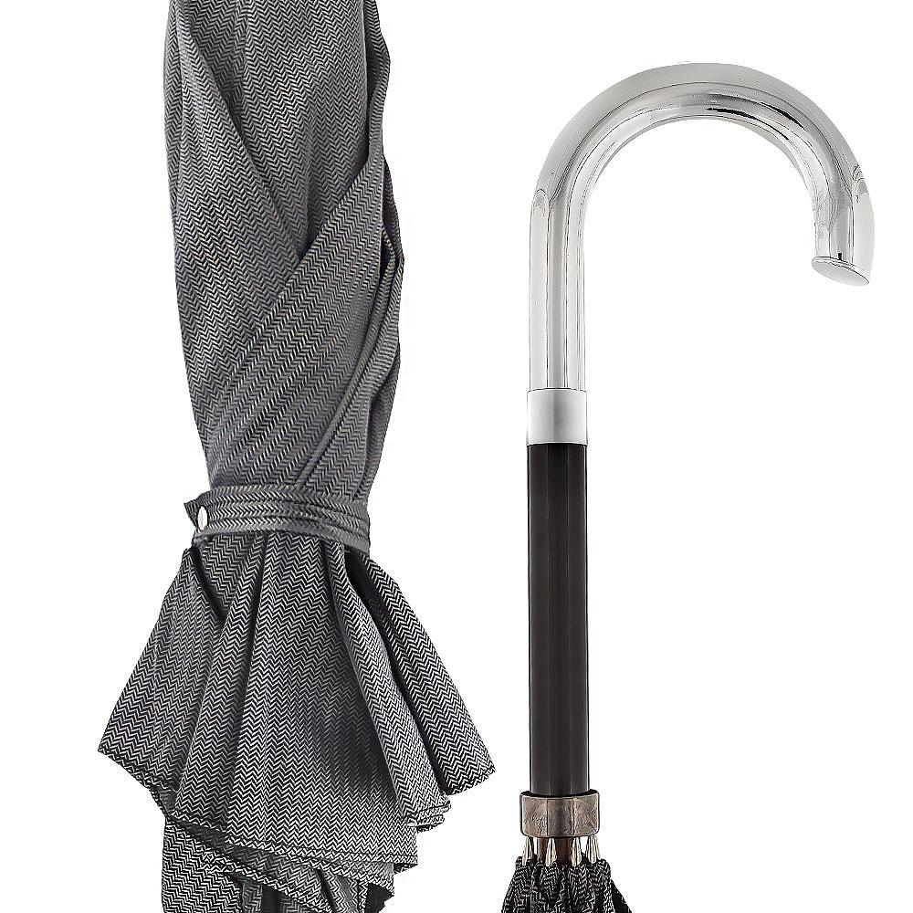 Italian Luxury: Tourist Handle, Woven Umbrella Cane, 925r Silver Sale Wide Range Of