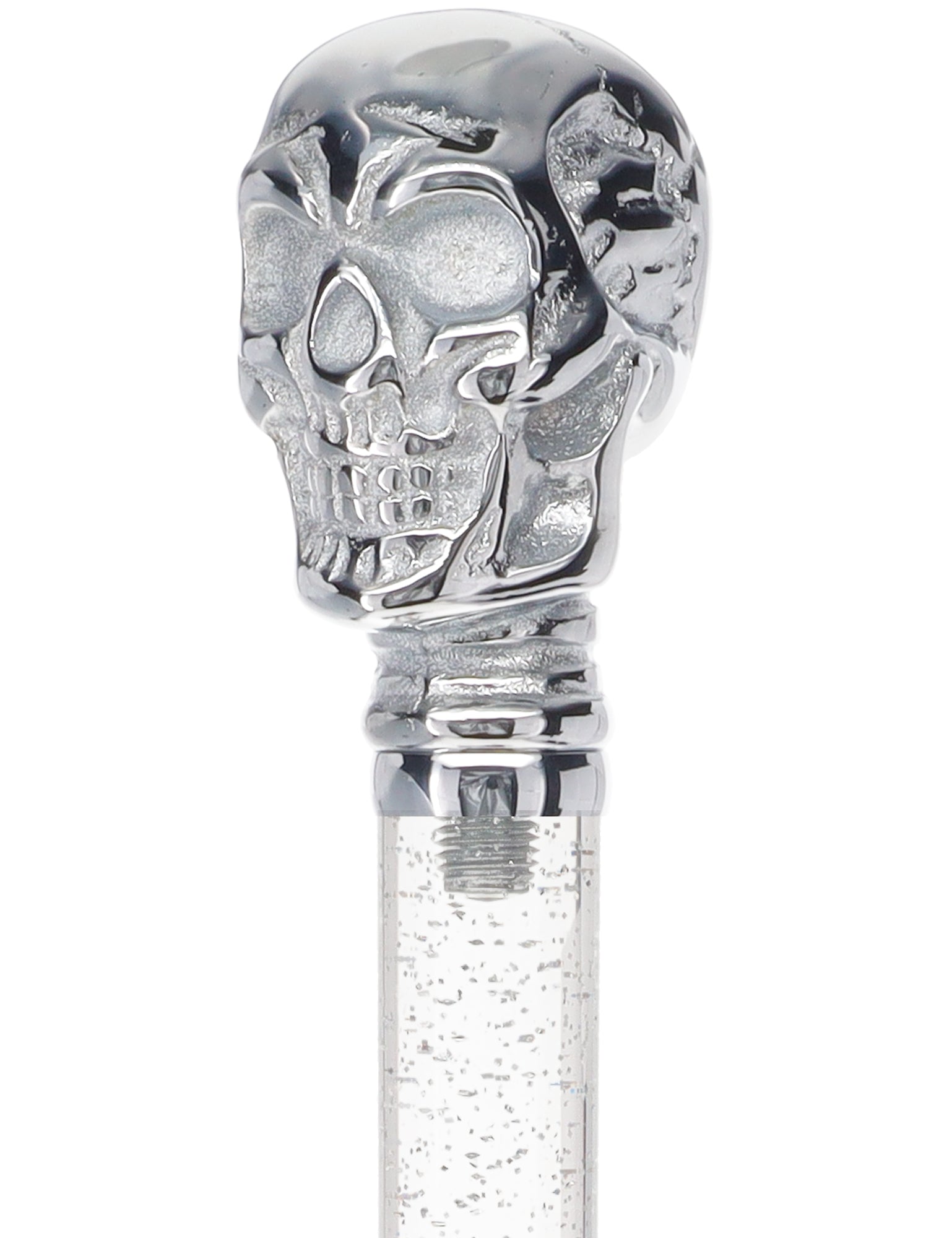 Crystal Elegance Chrome Skull Cane with Invisible Acrylic Shaft Options Free Shipping Perfect