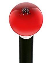 Itsy-Bitsy Spider Red Round Knob Cane w/ Custom Wood Shaft & Collar Free Shipping Real