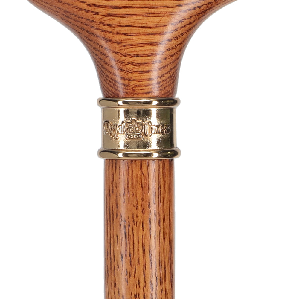 Luxury Oak Derby Cane - 3 Piece & Brass Embossed Collar Clearance Cheapest Pice