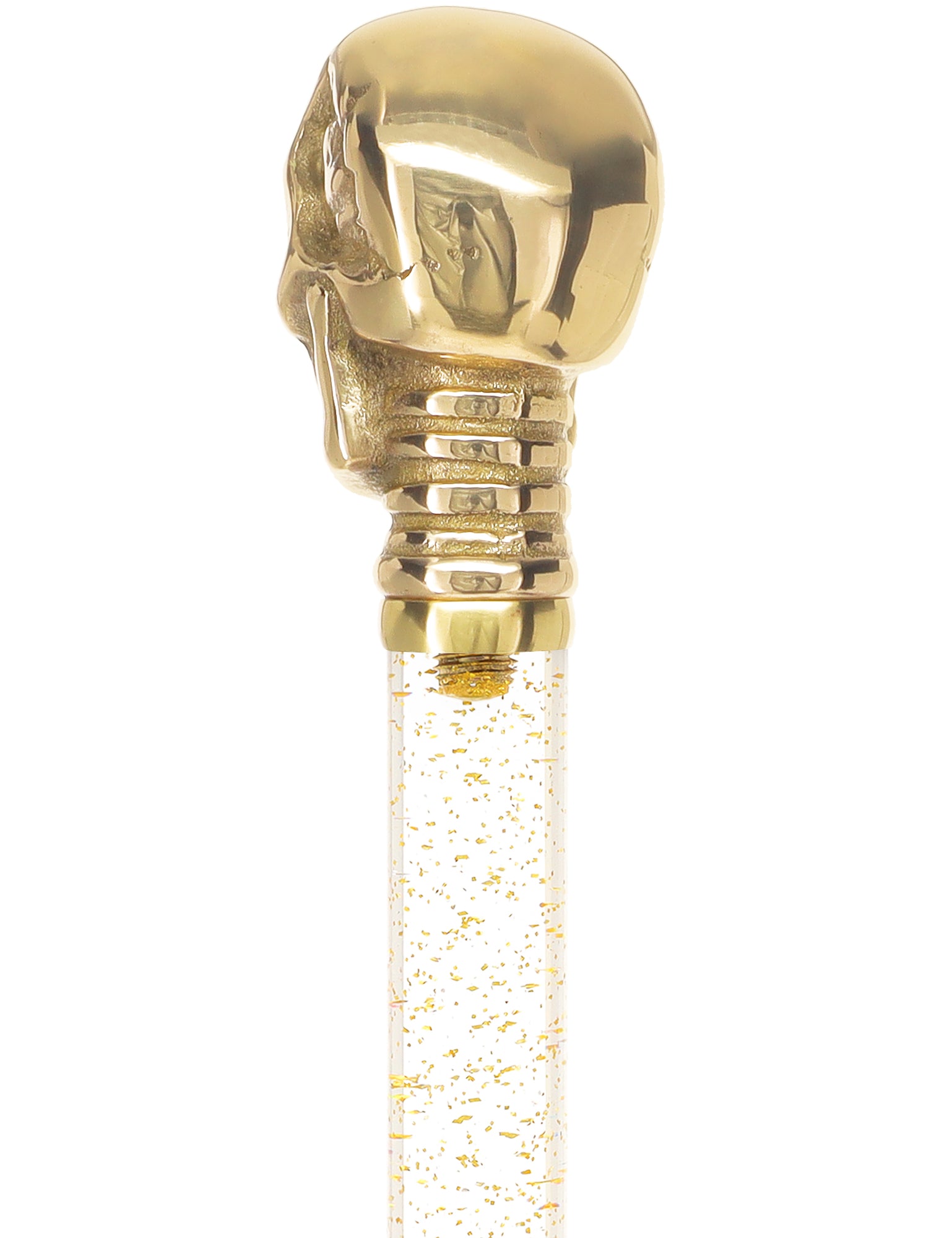 Crystal Elegance Brass Skull Cane with Invisible Acrylic Shaft Options Outlet