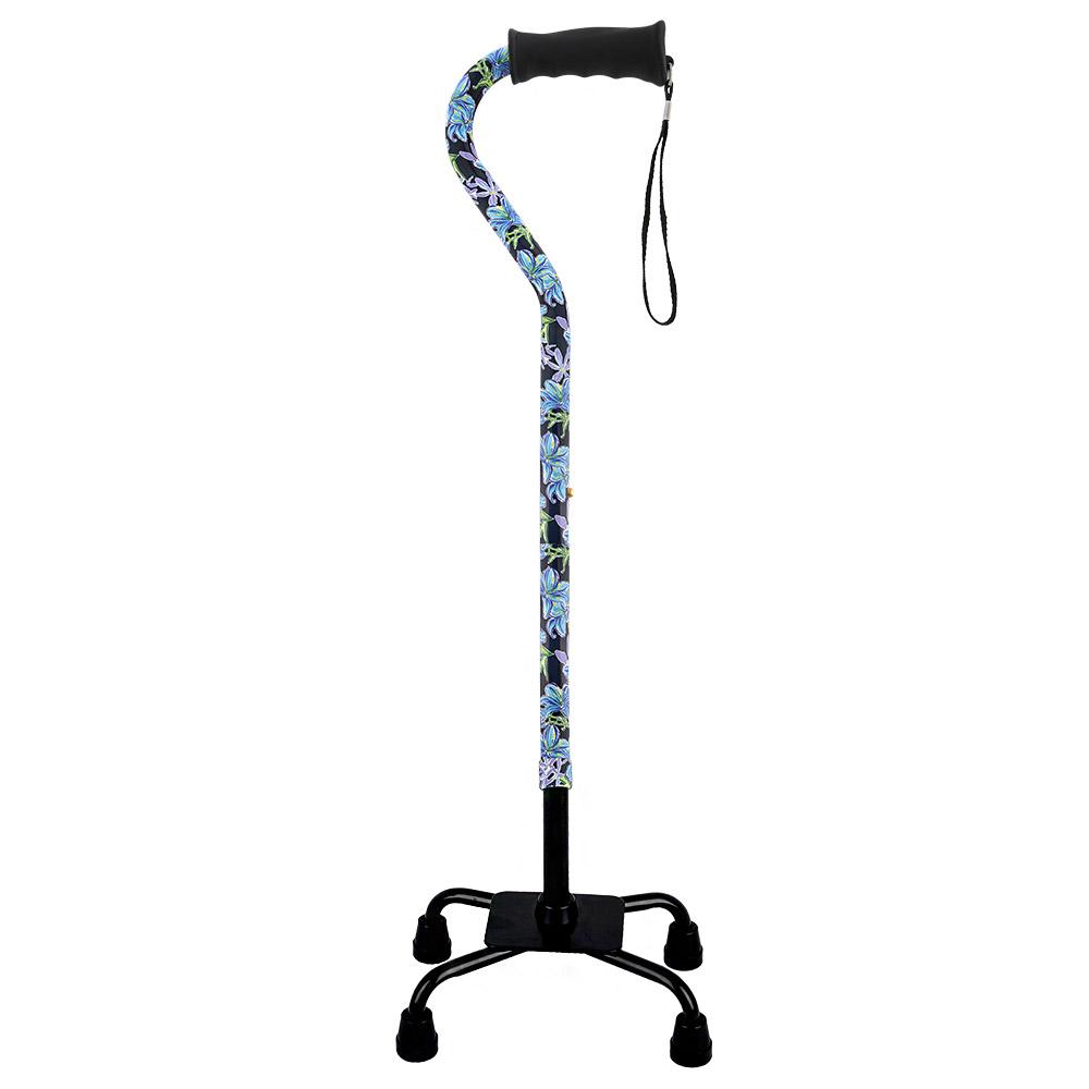 Dark Blue Vivienne May Convertible Quad Base Walking Cane with Comfort Grip - Adjustable Shaft Discounts Sale Online