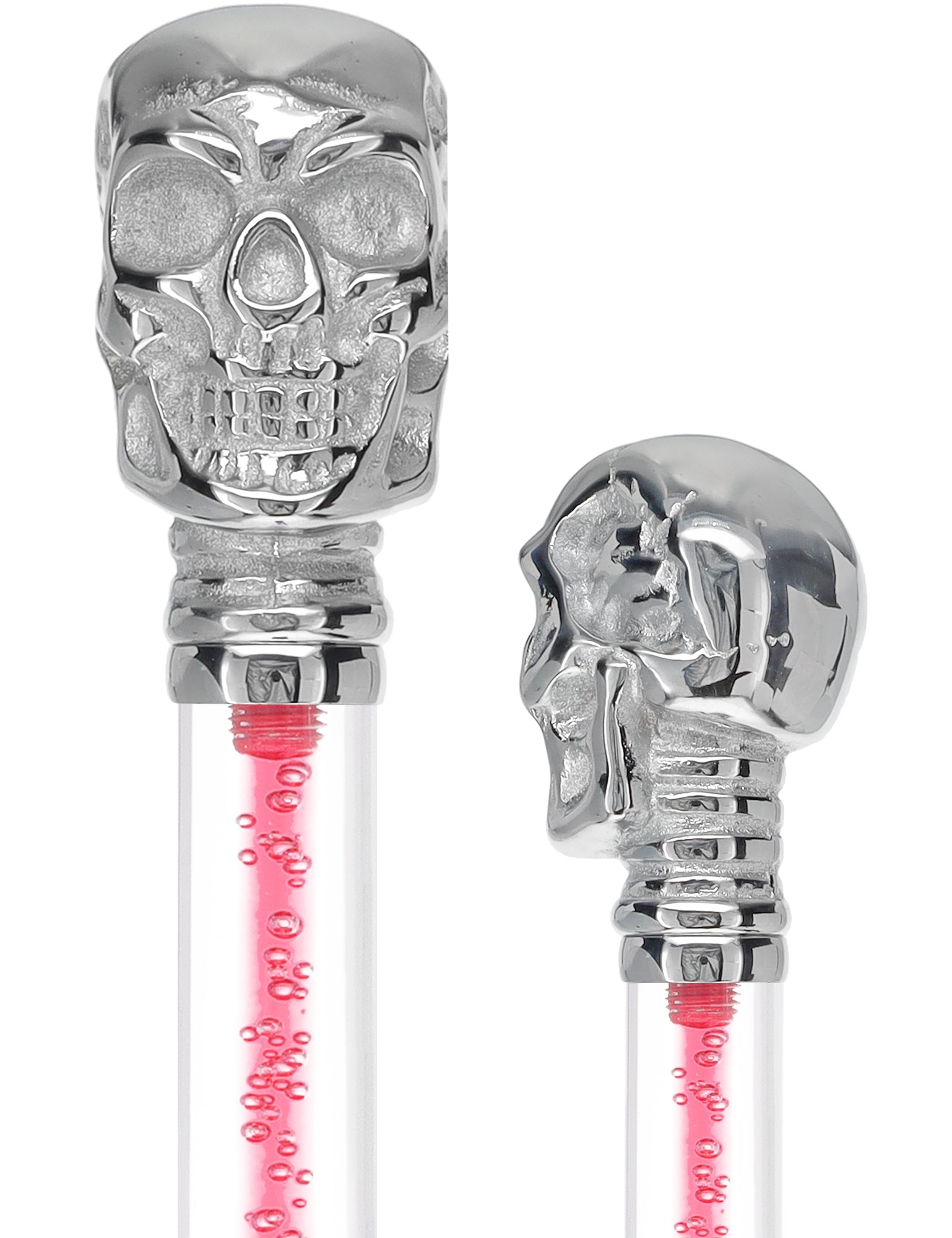 Color Crystal Elegance Chrome Skull Cane with Invisible Acrylic Shaft Options Discount Great Deals