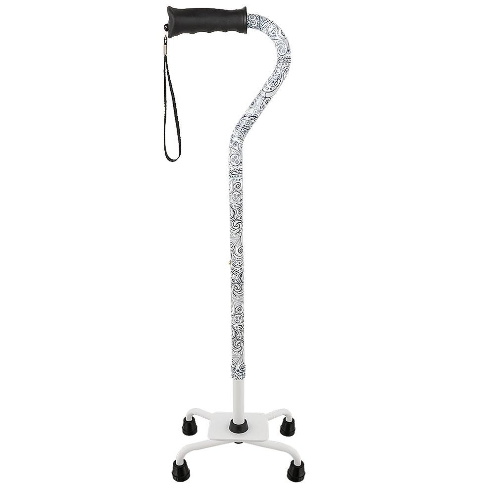 Black and White Convertible Quad Base Walking Cane with Comfort Grip - Adjustable Shaft 2025 New Cheap Pice