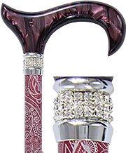 Scratch and Dent Scarlet Pearlz w/ Rhinestone Collar and Scarlet Swirl Designer Adjustable V1723Cane With Credit Card Free Shipping